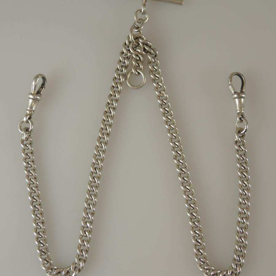 Top Quality English Silver Double and Single Watch Chain. Birmingham 1