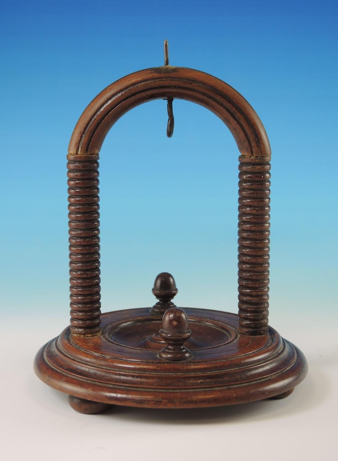 Wooden Pocket Watch with Unusual Turned Pillars. c1830