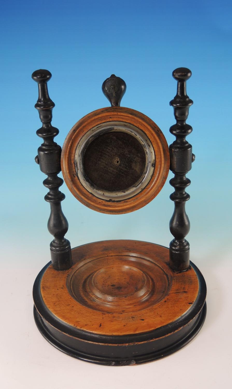 Large Circular Wooden Pocket Watch Stand. c1880