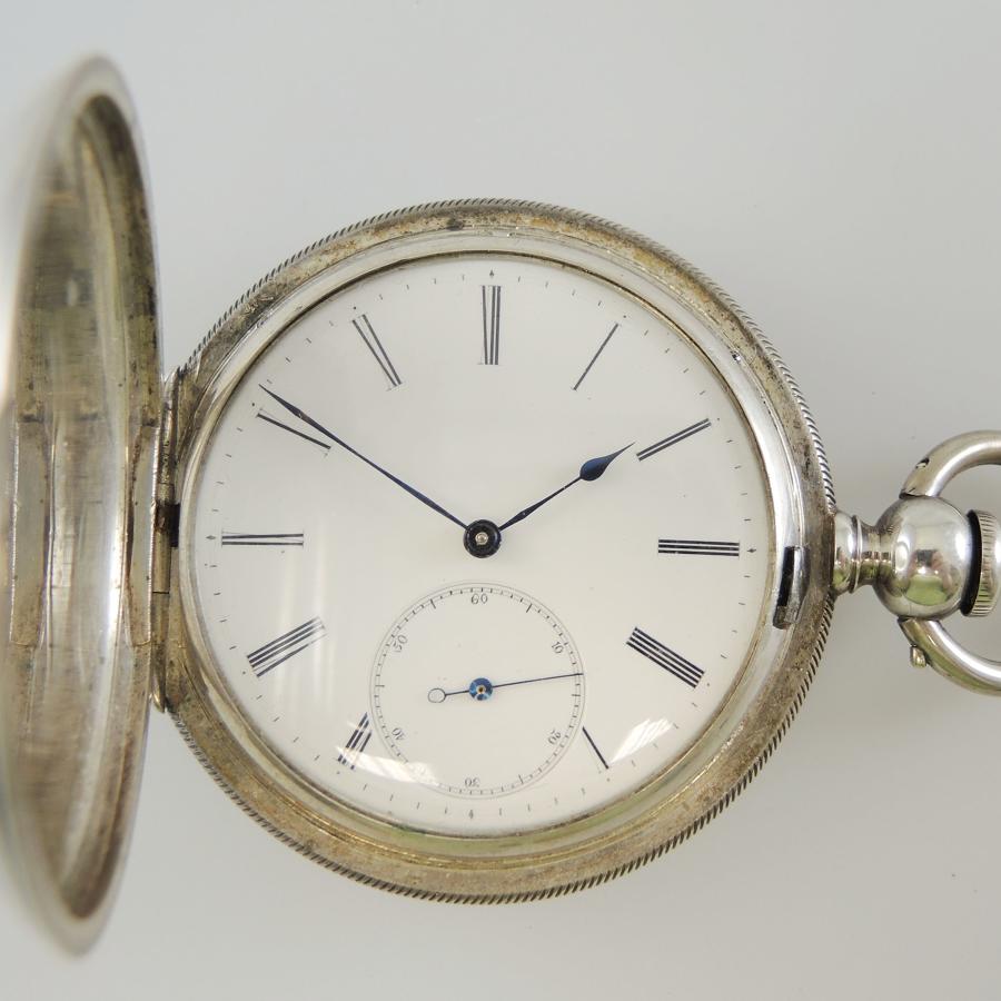 Swiss Silver Full Hunter Pocket Watch by F. Sagne. Circa 1890