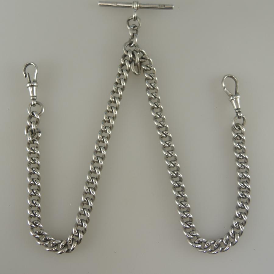 Good English Silver Double Watch Chain. London 1890