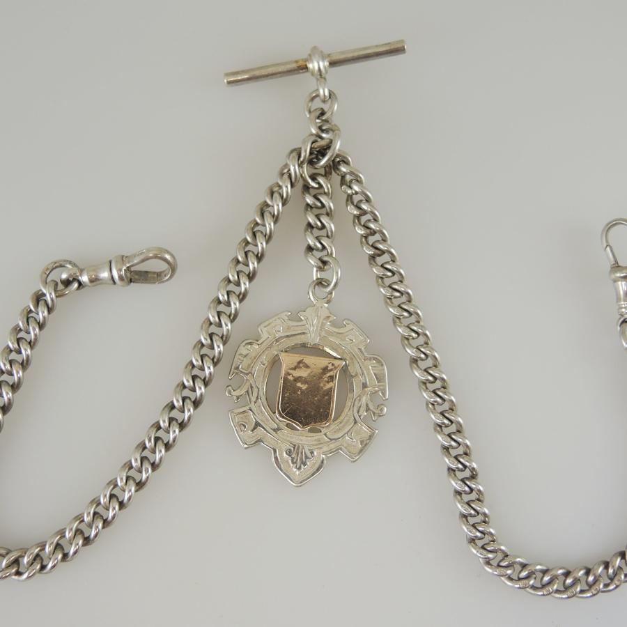 English Silver Double or Single Watch Chain. Birmingham 1899