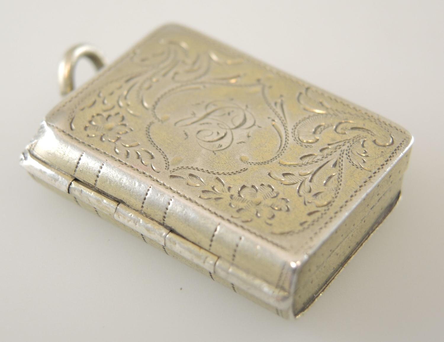 Rare English Silver BOOK SHAPED Vinaigrette. Birmingham 1817