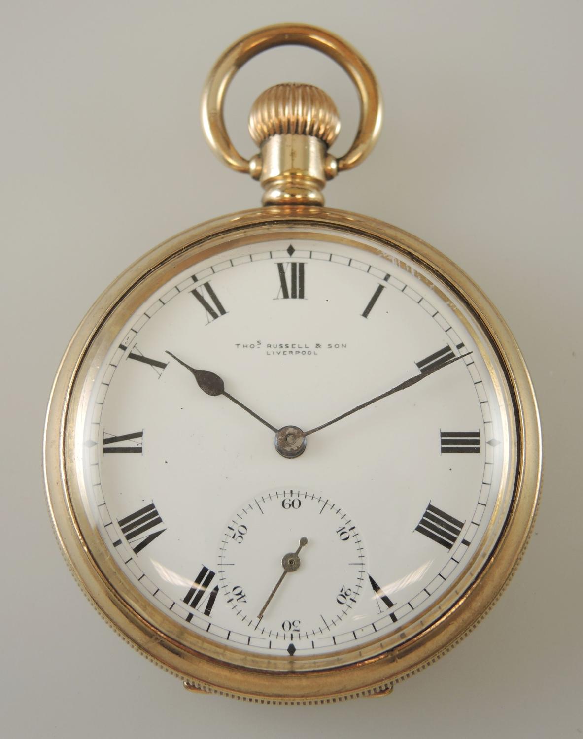 Gold Plated Thos RUSSELL Pocket Watch. Circa 1910