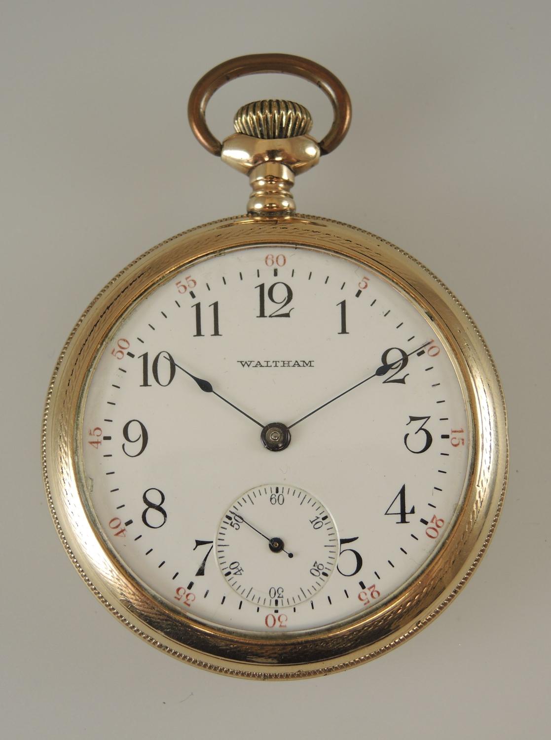 Fancy Cased Gold plated Waltham pocket watch c1906