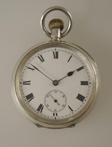 English Silver HEART SHAPED Watch Holder with watch c1910