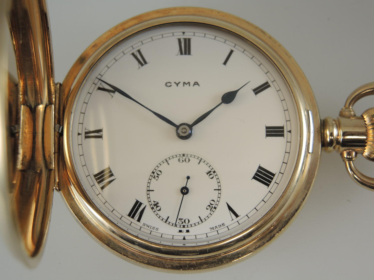 Good Gold plated CYMA hunter pocket watch c1932
