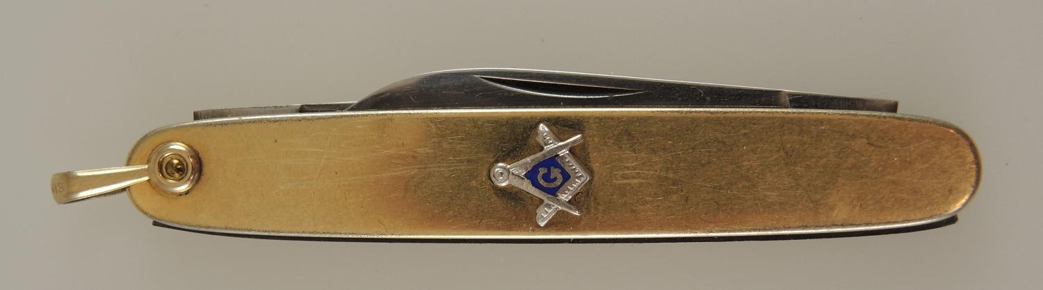 Gold Filled Penknife with MASONIC emblem c1910