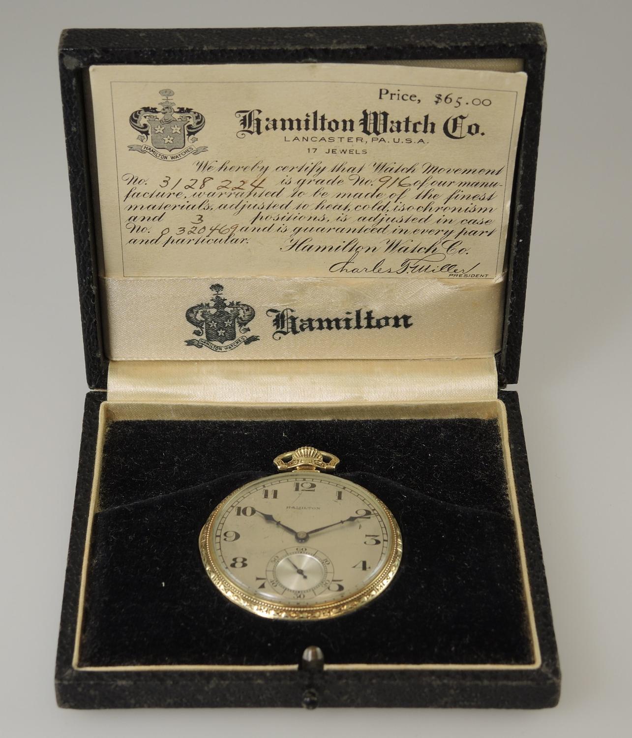 Hamilton 17 Jewel pocket watch with Original Box c1938