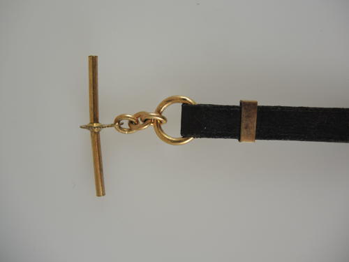 Unusual Fancy Gilt and leather watch guard c1890