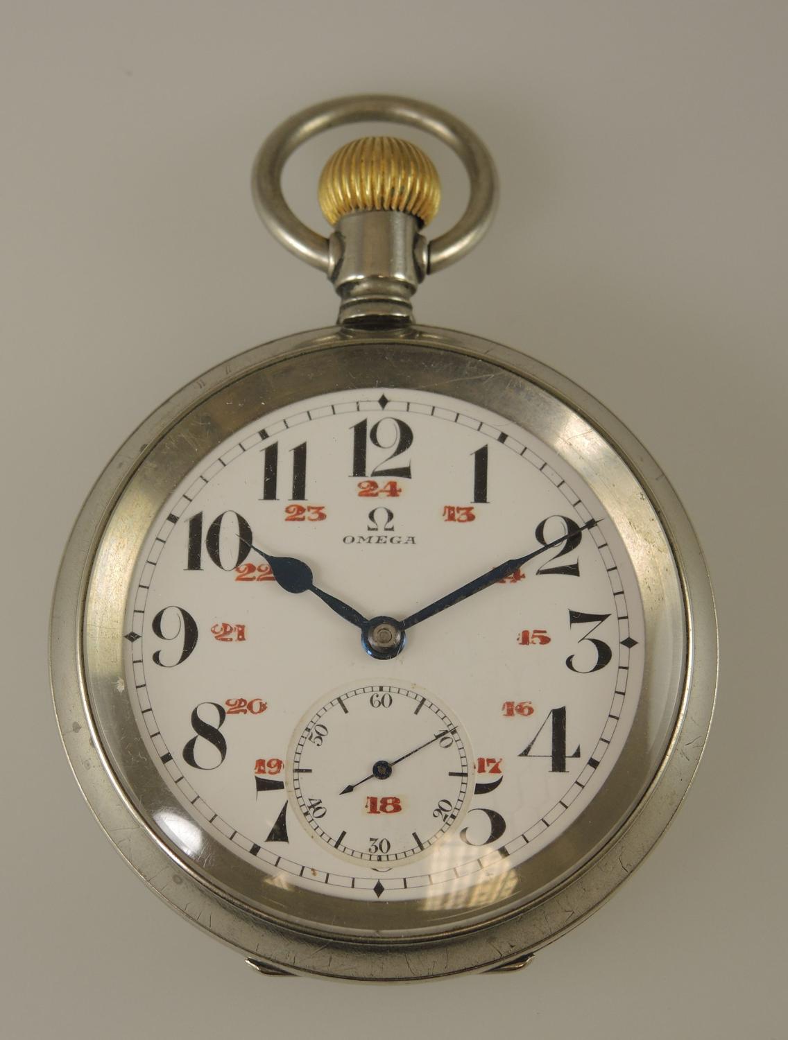 Railroad dial OMEGA Pocket watch c1915