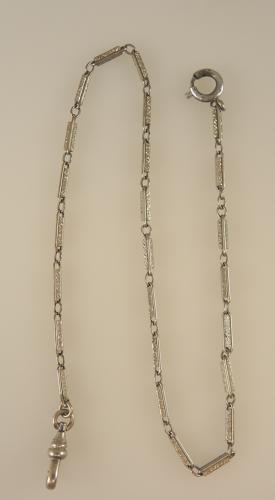 Fancy White gold filled watch chain c1910
