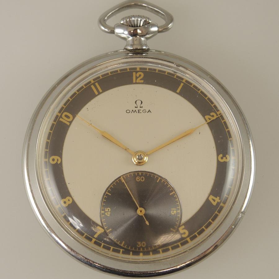 Vintage Omega pocket watch with a Two Tone dial and Box c1940