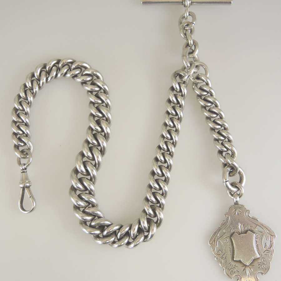Massive English silver watch chain. Weighs 189g. c1893