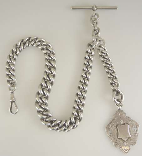 Massive English silver watch chain. Weighs 189g. c1893