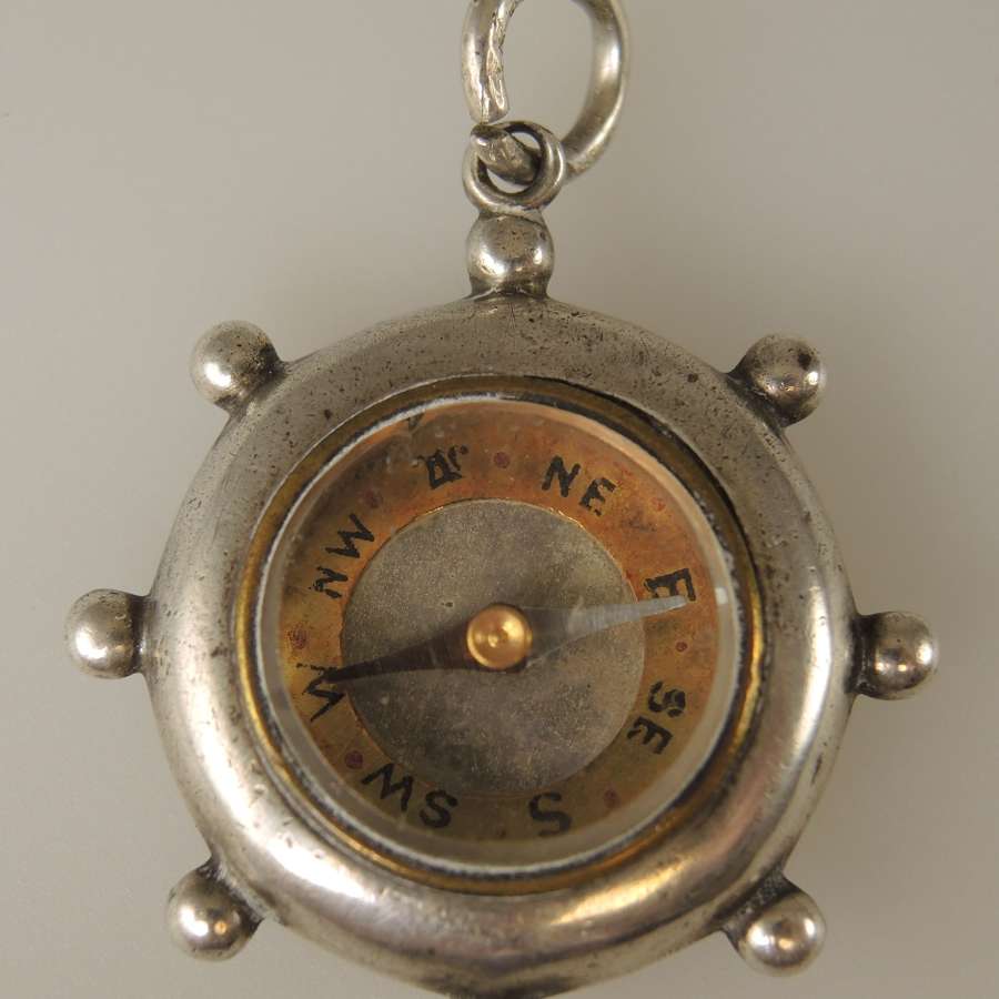 English silver COMPASS Fob. Chester 1909
