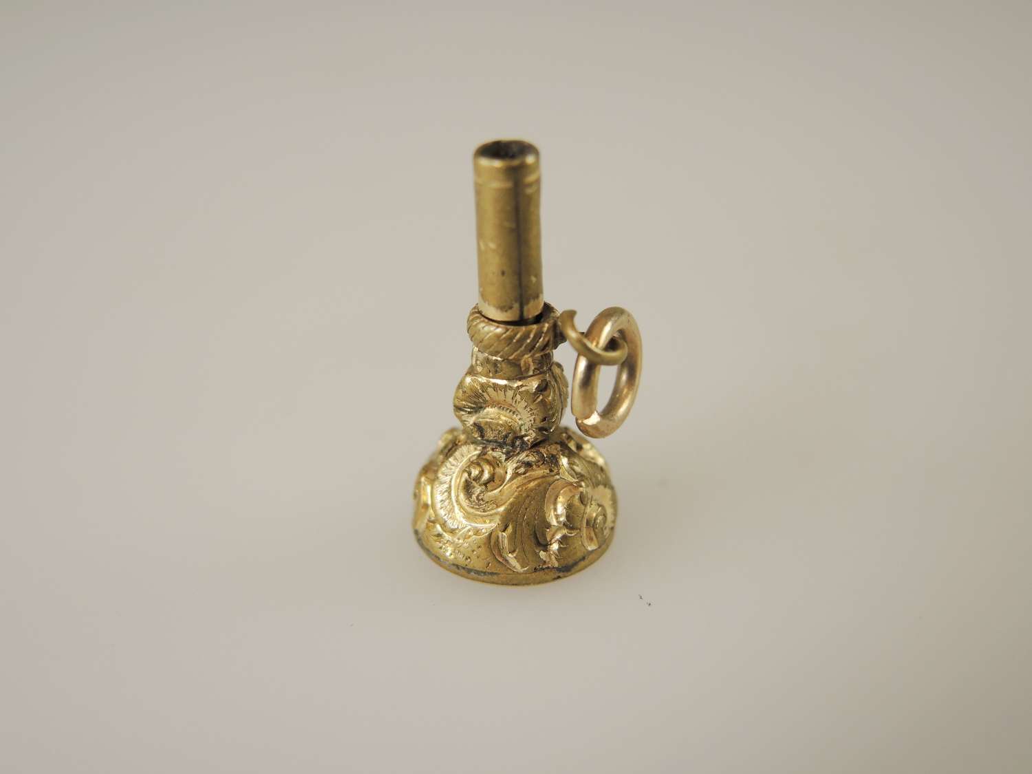 Small Gilt and stone set seal / pocket watch key c1850