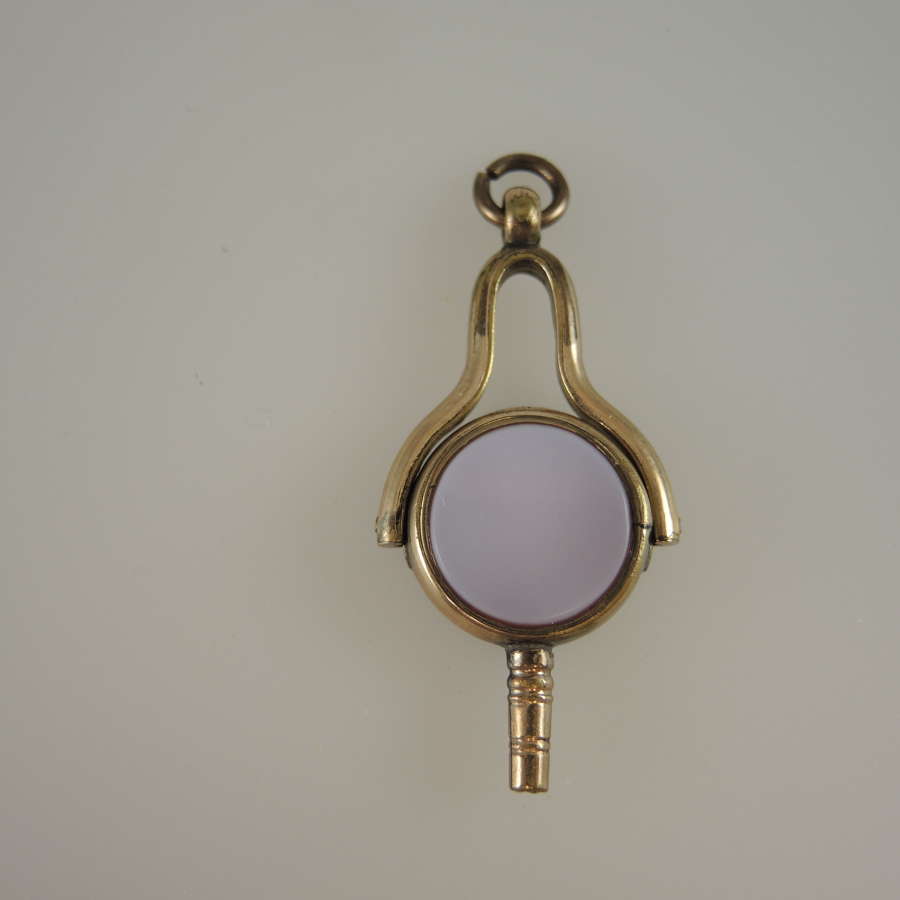 Gilt Swivel Stone Set pocket watch key c1890