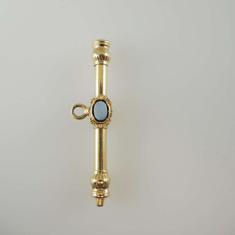 Gold and Stone Set T bar pocket watch key c1850