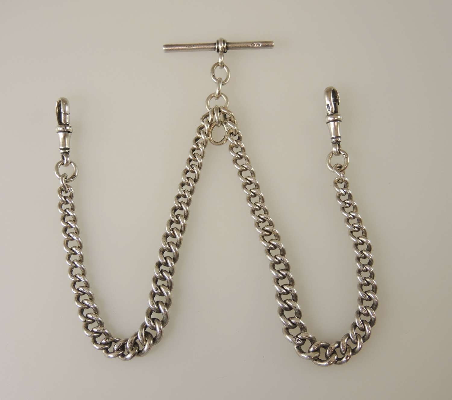 English Silver Double Watch chain c1898