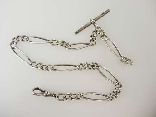 Unusual English silver watch chain c1922