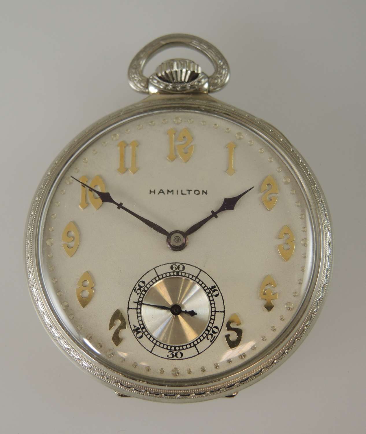 Pristine Solid 14K Gold 23J Hamilton pocket watch c1923