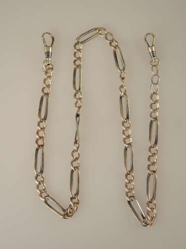 Silver and Niello enamel watch chain c1910