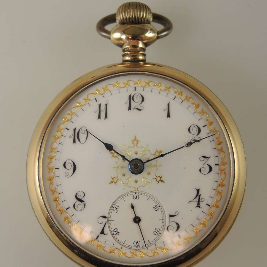 18s 15J Elgin pocket watch with Fancy dial  + American Eagle case 1910