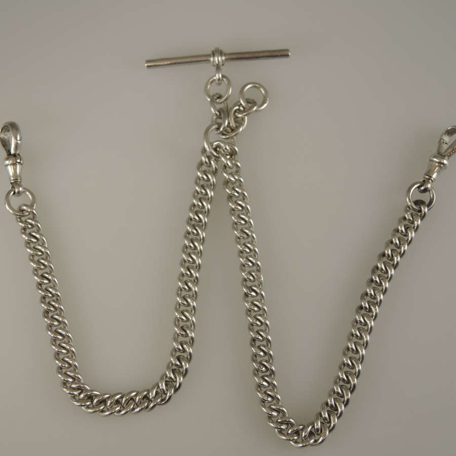 Top quality English silver double or single watch chain c1923
