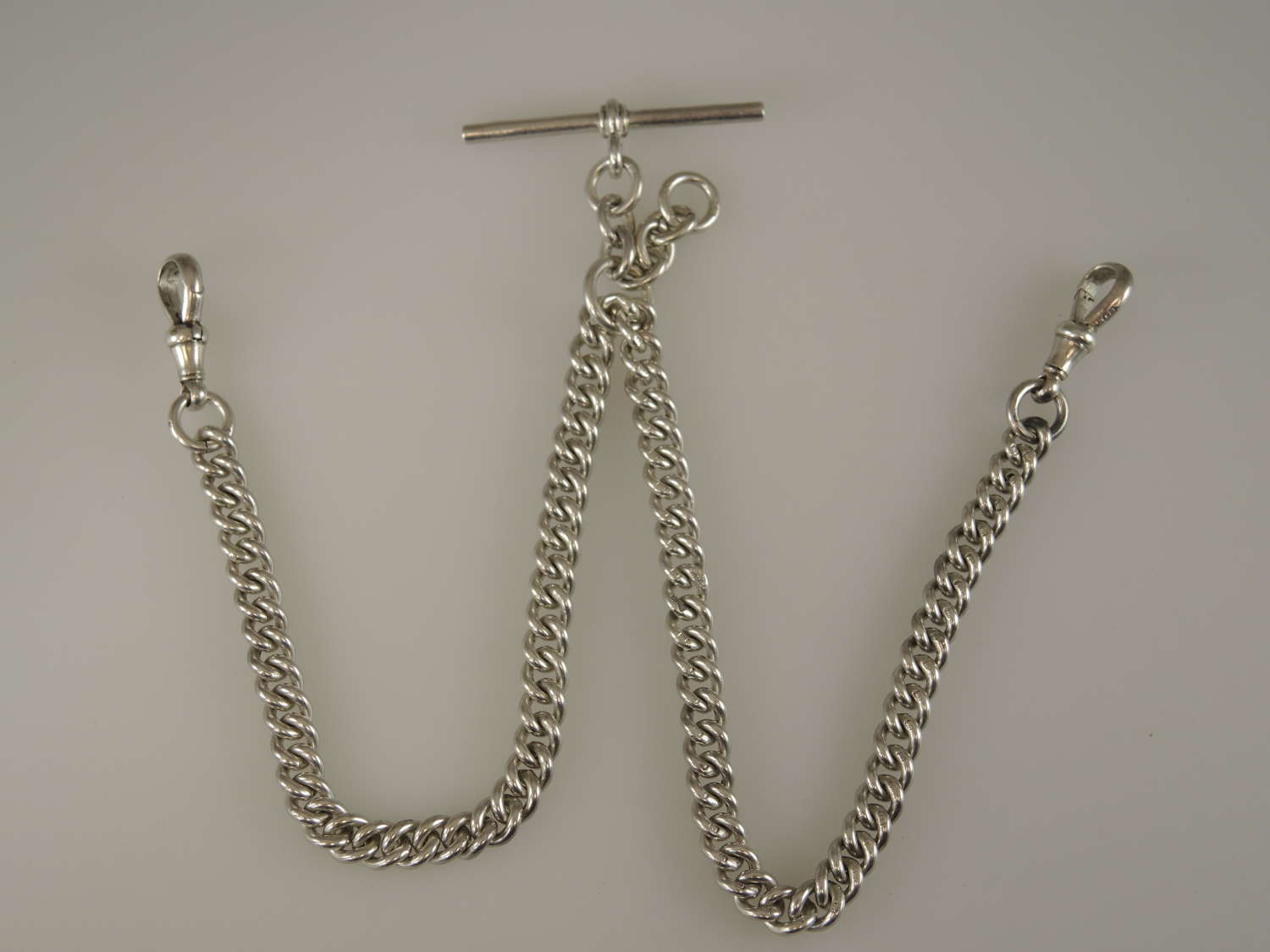 Top quality English silver double or single watch chain c1923