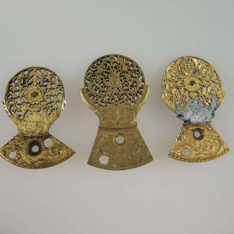 Three gilt watch cocks from 1800-1830