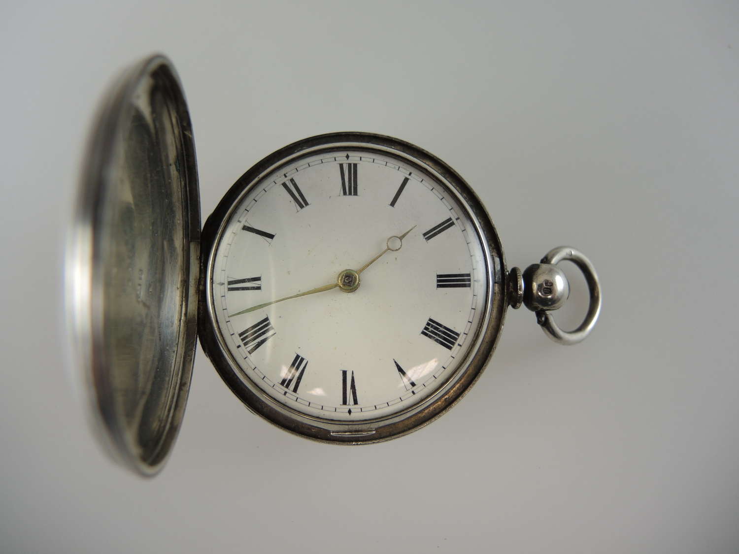 English Silver HUNTER cased VERGE pocket watch c1865