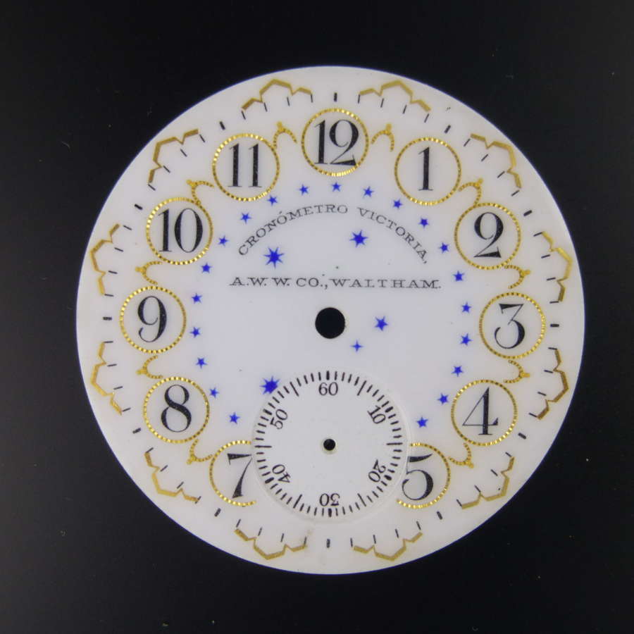 Rare 14s Rare Fancy A W W Co, Waltham, Chronometro Victoria dial