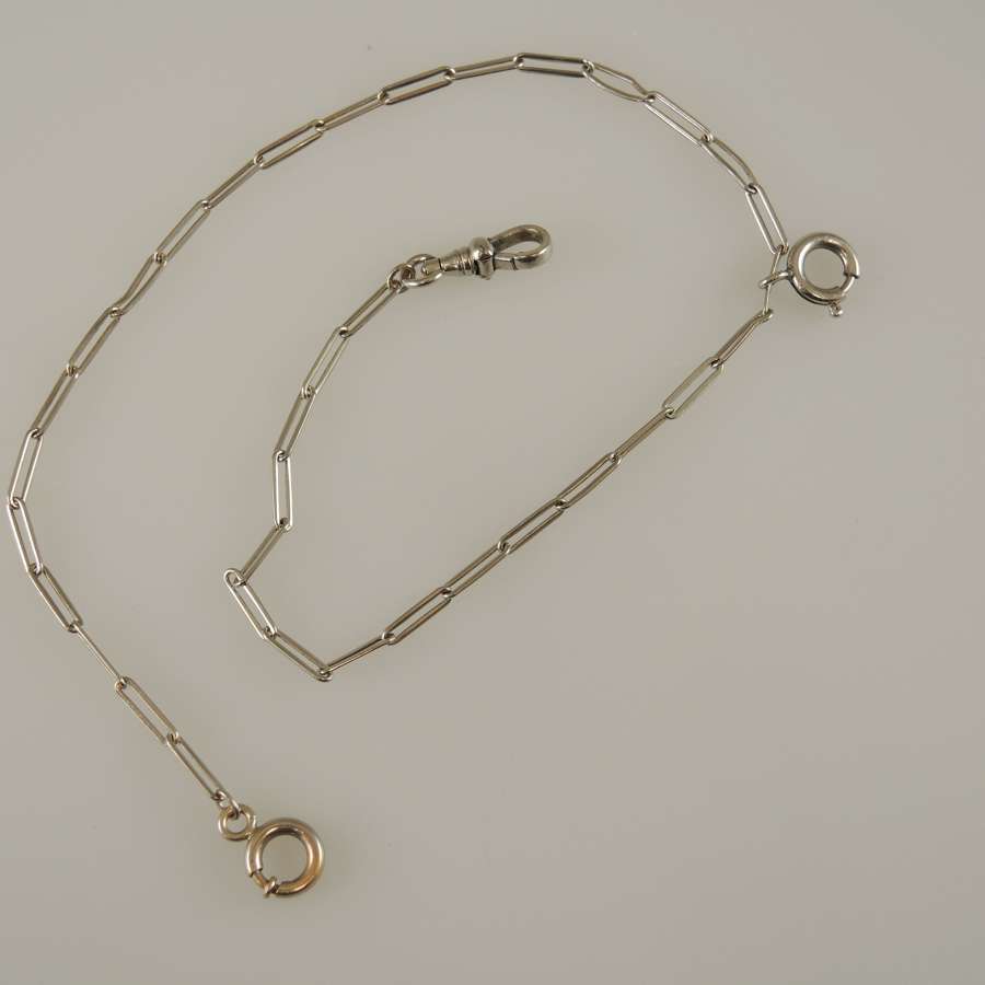 ART DECO white gold filled watch chain c1925