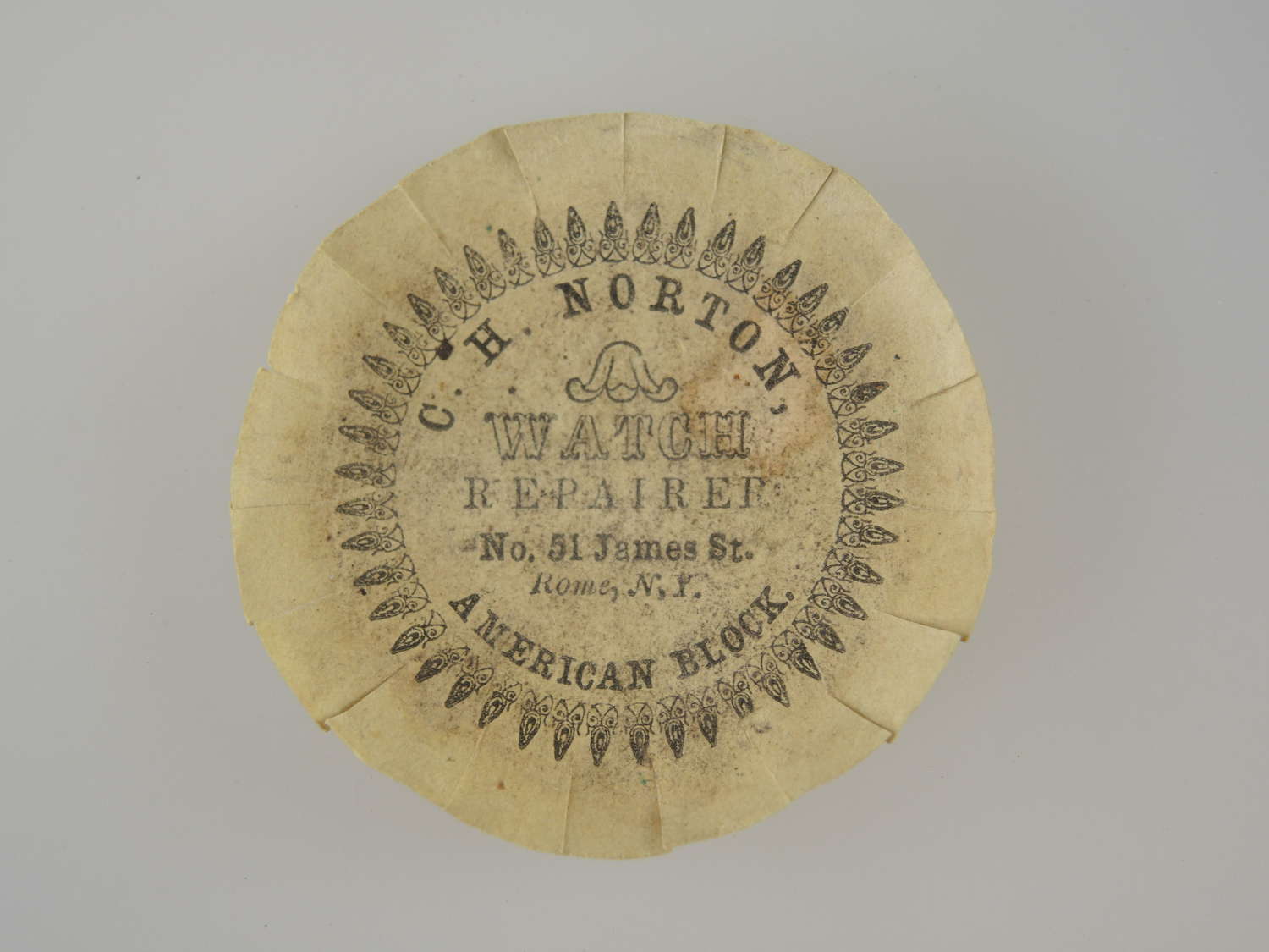 American advertising watch paper, ROME, NY c1850