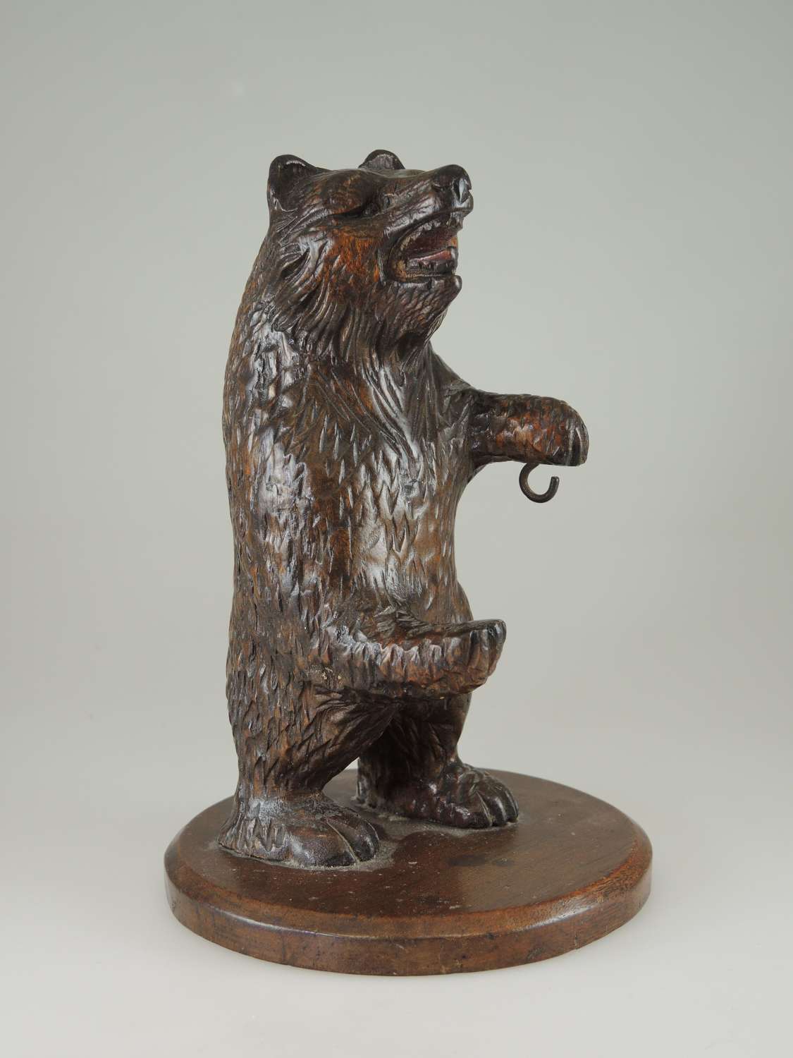 Black forest carved bear pocket watch stand c1890