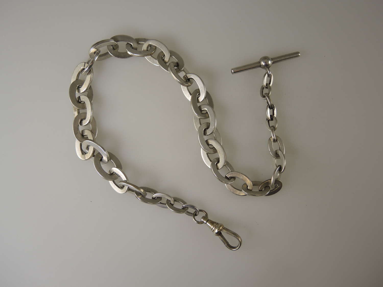 Stylish antique silver pocket watch chain c1890