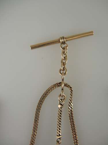 Unusual double or single gilt metal pocket watch chain c1890