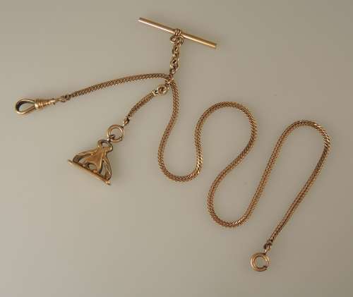 Unusual double or single gilt metal pocket watch chain c1890
