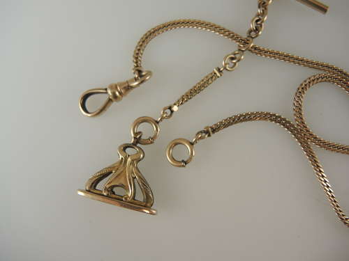 Unusual double or single gilt metal pocket watch chain c1890