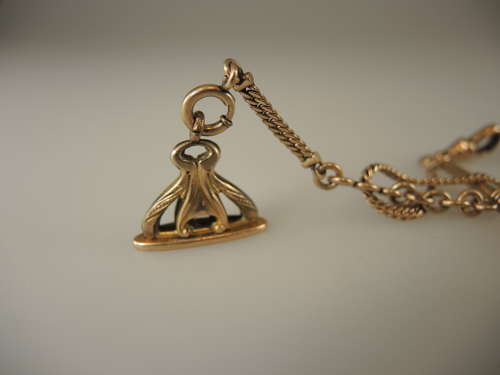 Unusual double or single gilt metal pocket watch chain c1890