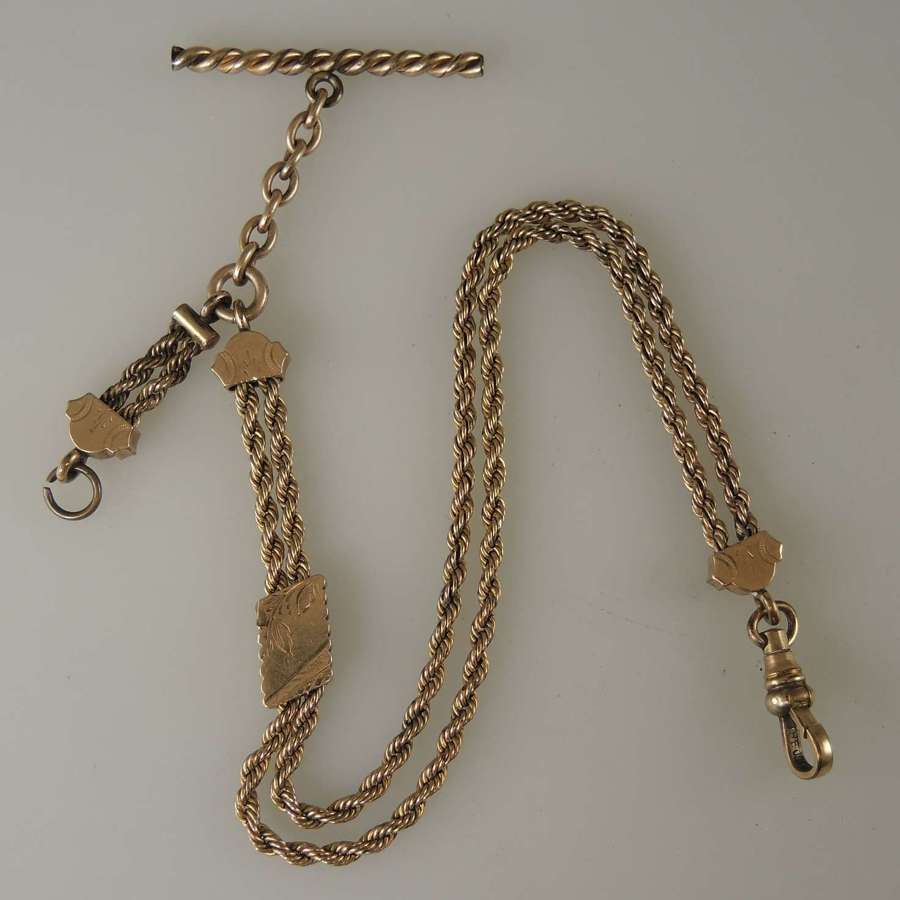 Victorian fancy gold plated pocket watch chain c1890