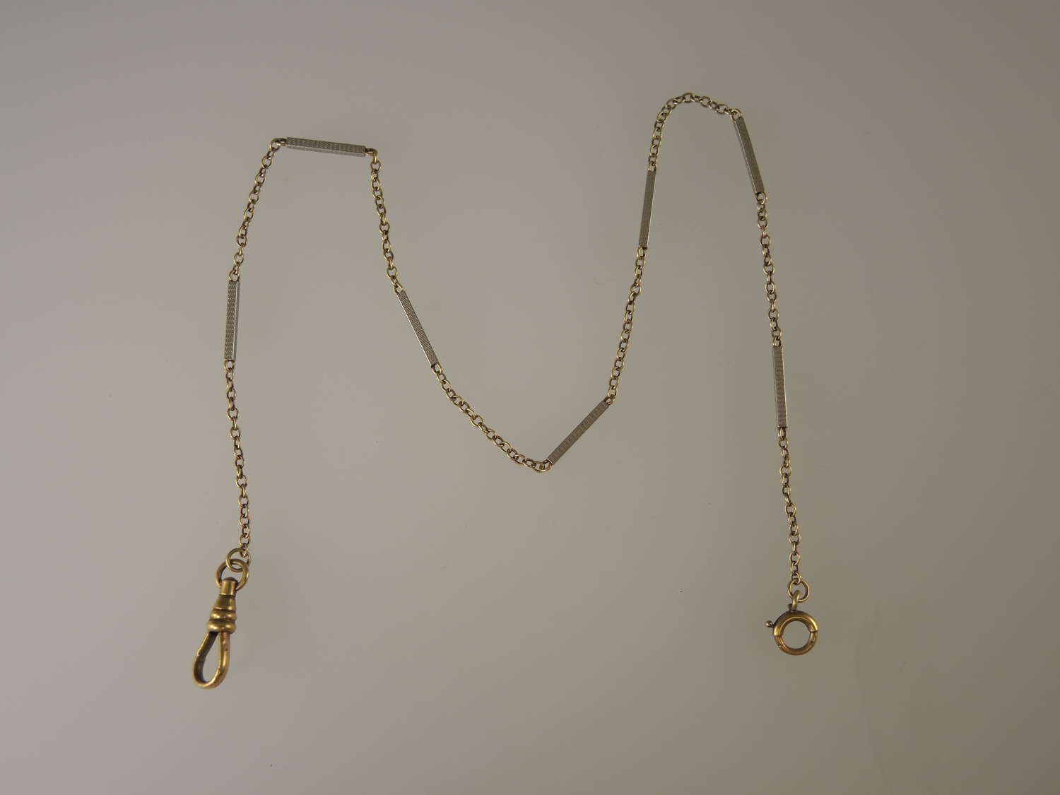 Solid 14K Gold TWO TONE Watch chain c1930
