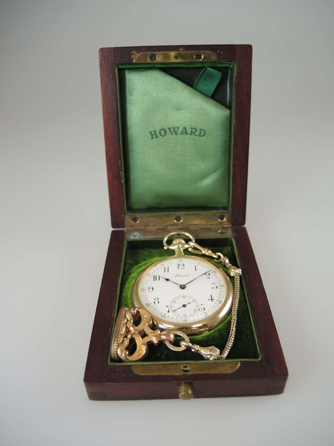 E. Howard Watch Co pocket watch with original box & chain c1911