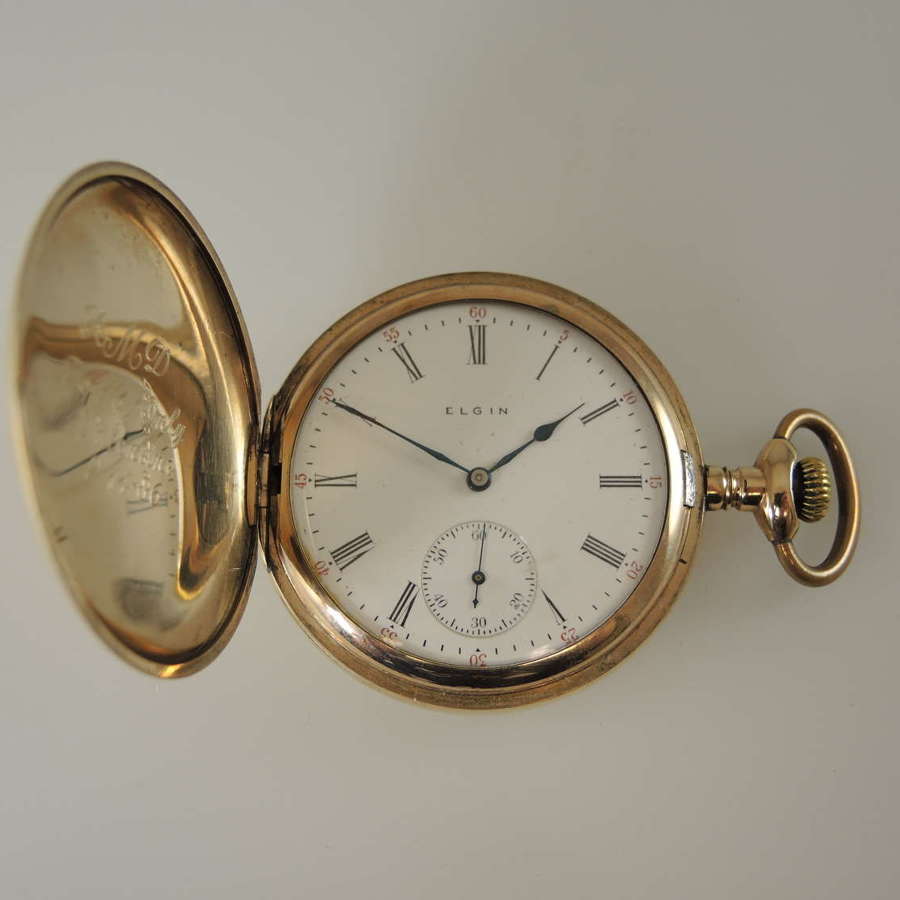 Gold plated Elgin Hunter pocket watch c1911