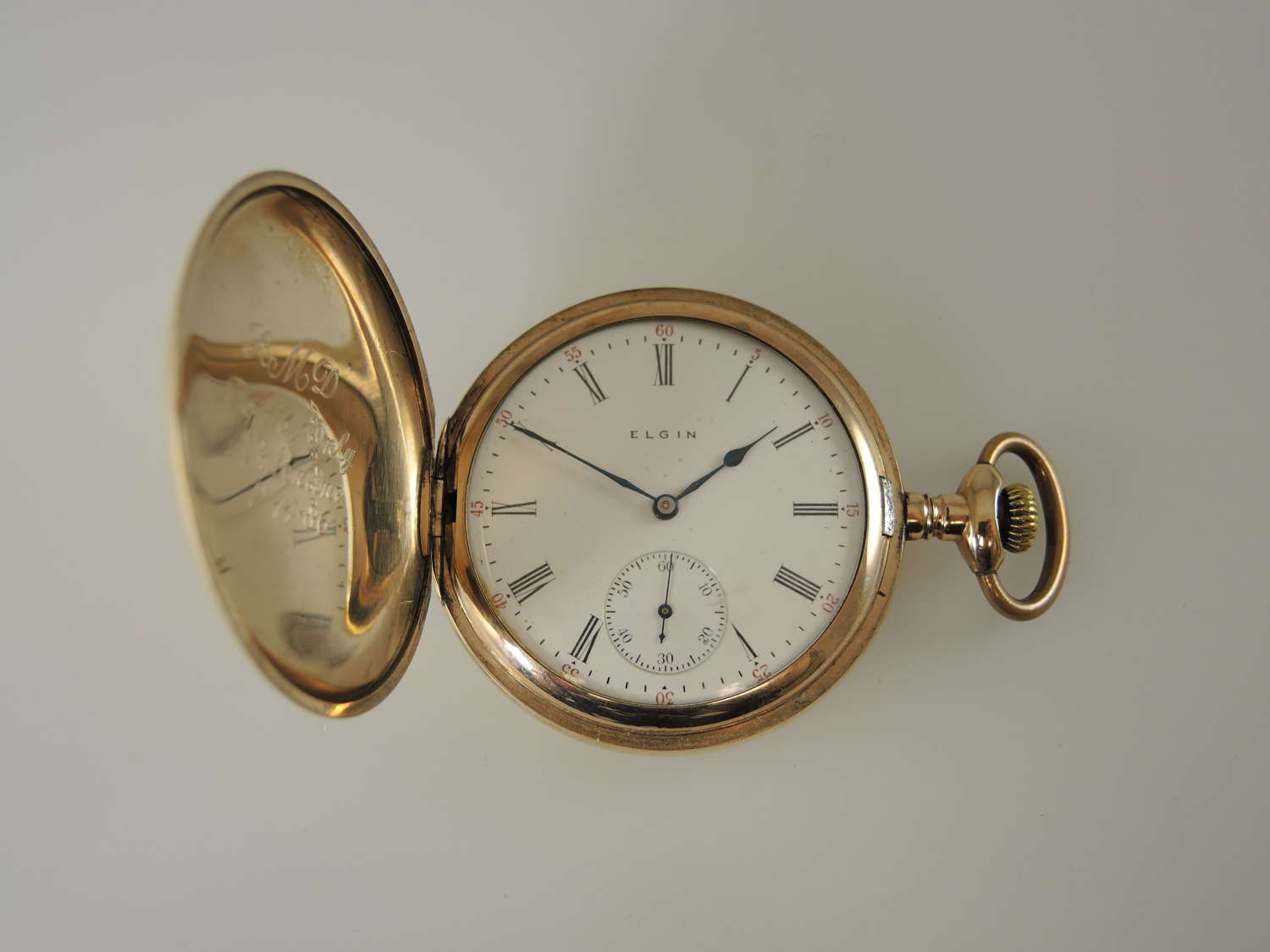 Gold plated Elgin Hunter pocket watch c1911