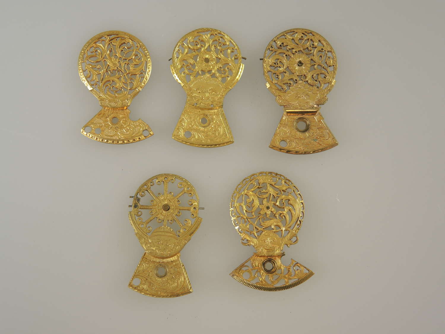 Lot of 5 good examples of verge watch cocks c1750-1830