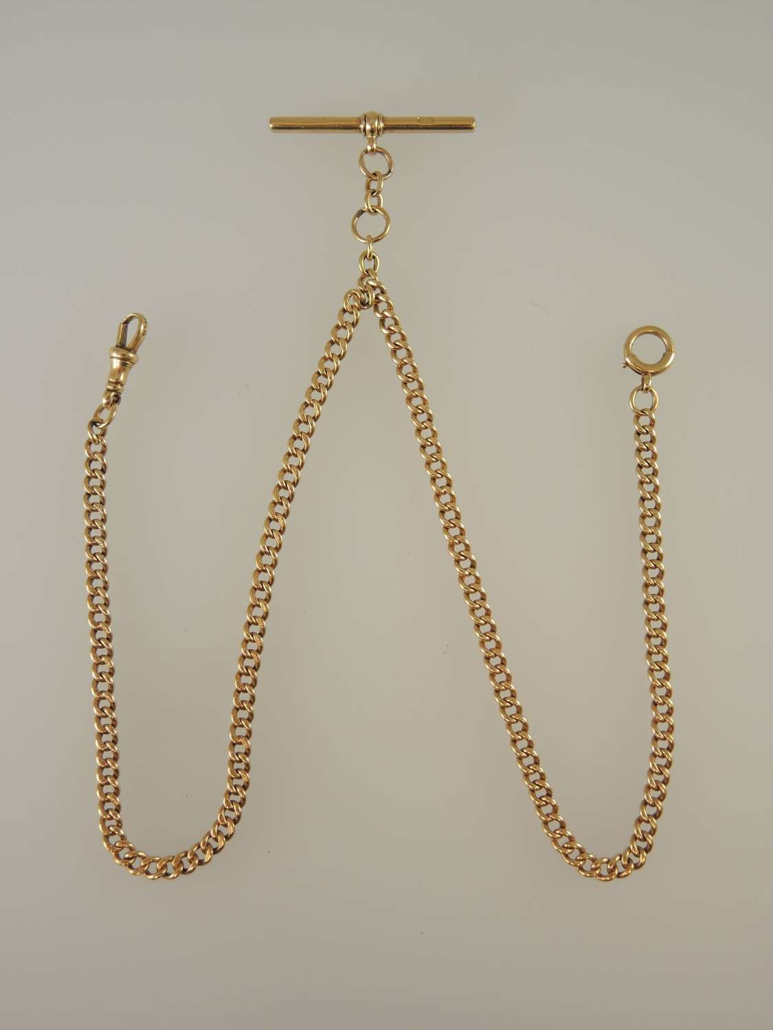 Solid 18K Gold pocket watch chain. Double. 420mm. c1900