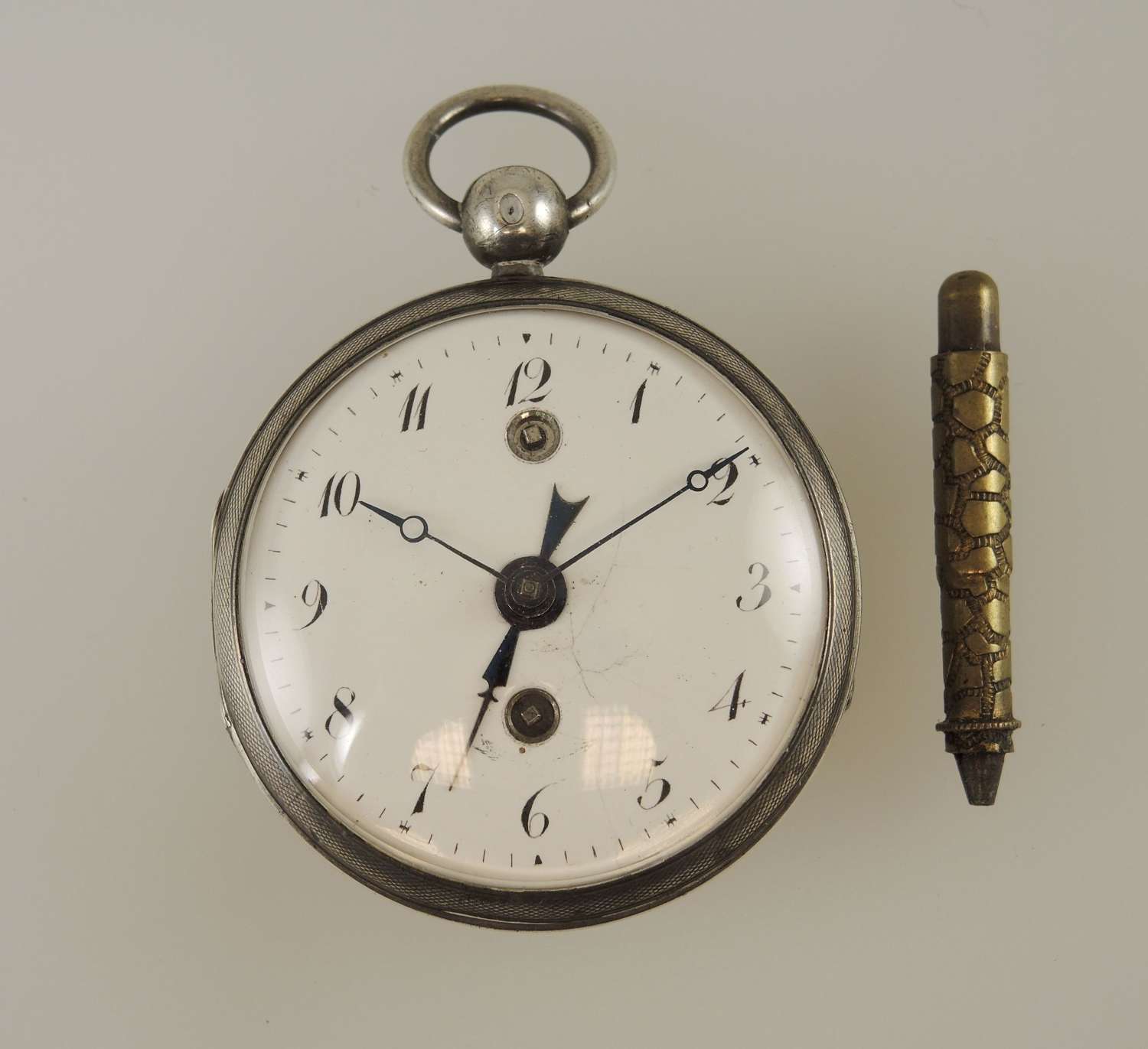 Silver French verge pocket watch with alarm function c1810