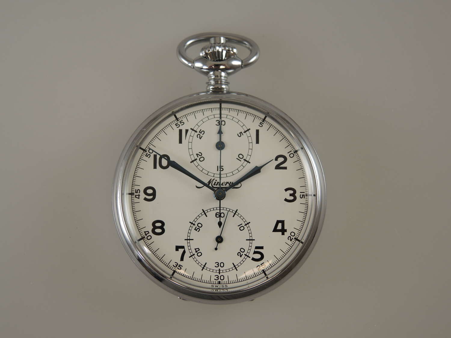 Chronograph pocket watch by Minerva in unused condition c1940